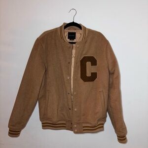 Cotton On Tan Bomber Jacket with Brown Patch